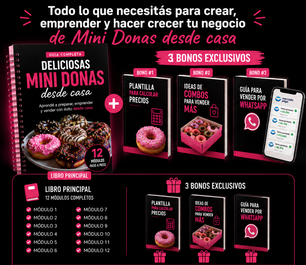 de cero a tu negocio de mini donas en casa en 48hs